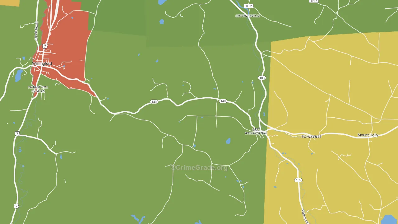 East Wallingford, VT Map of Vandalism Rates