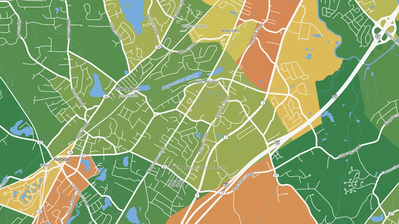 East Walpole, MA Map of Vandalism Rates