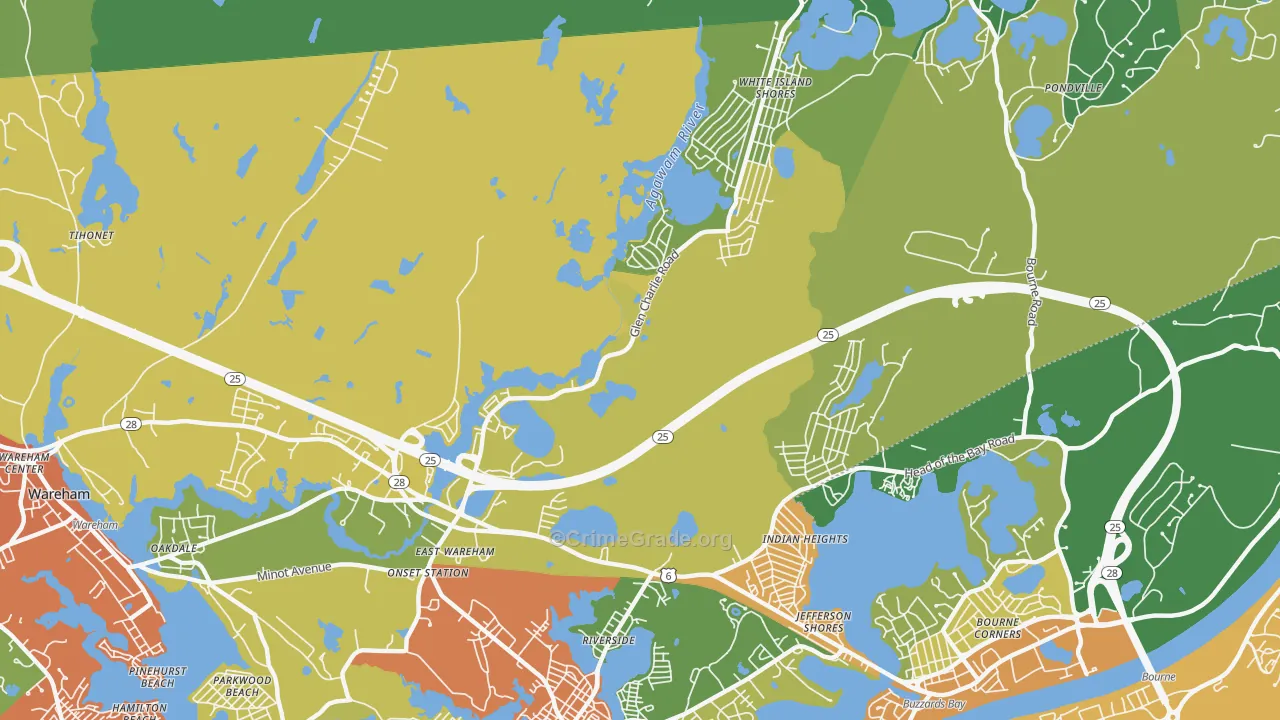East Wareham, MA Map of Vandalism Rates