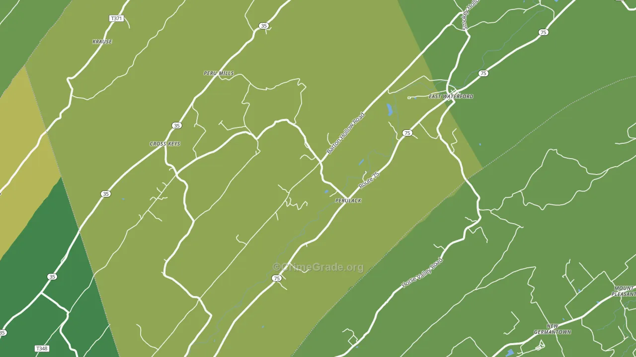 East Waterford, PA Map of Vandalism Rates
