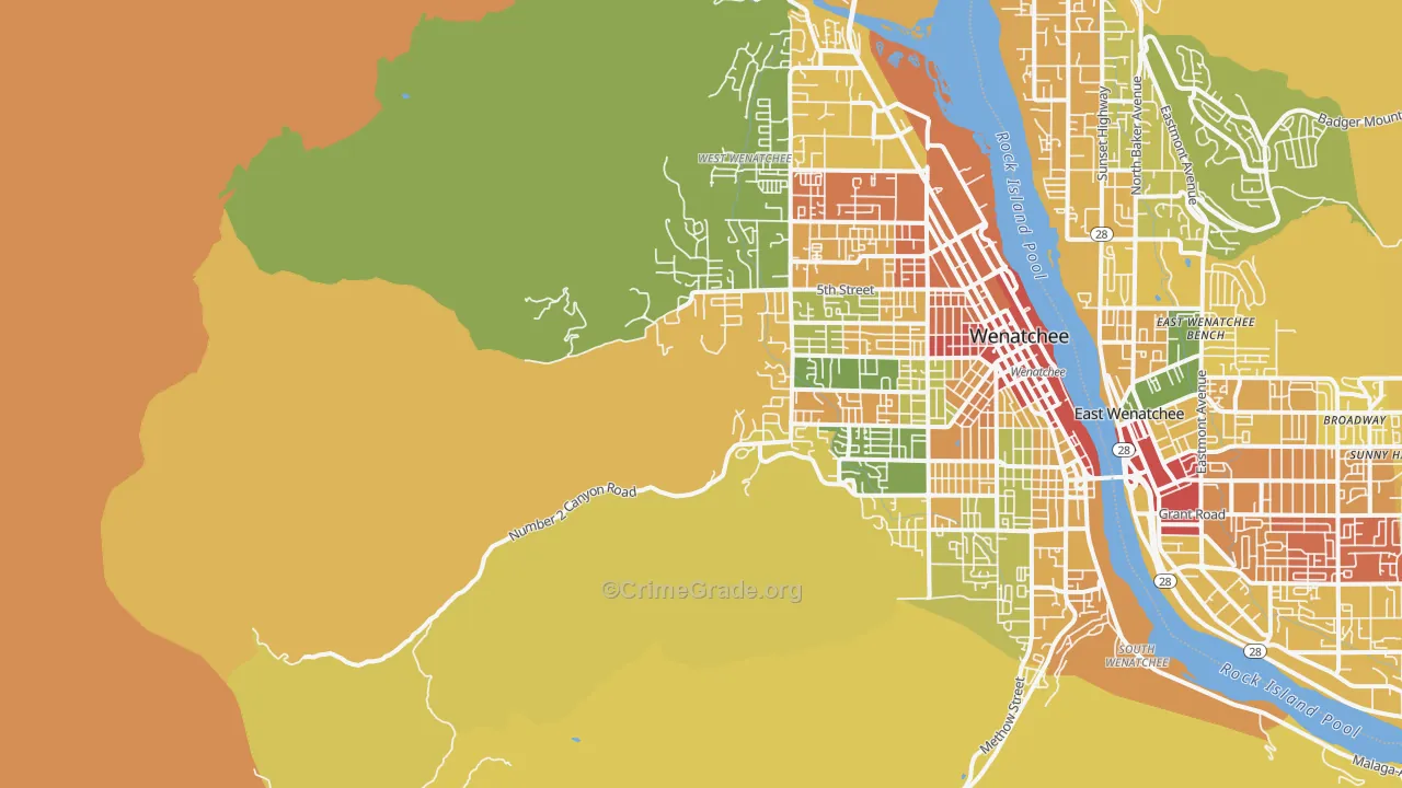 East Wenatchee Bench, WA Map of Vandalism Rates