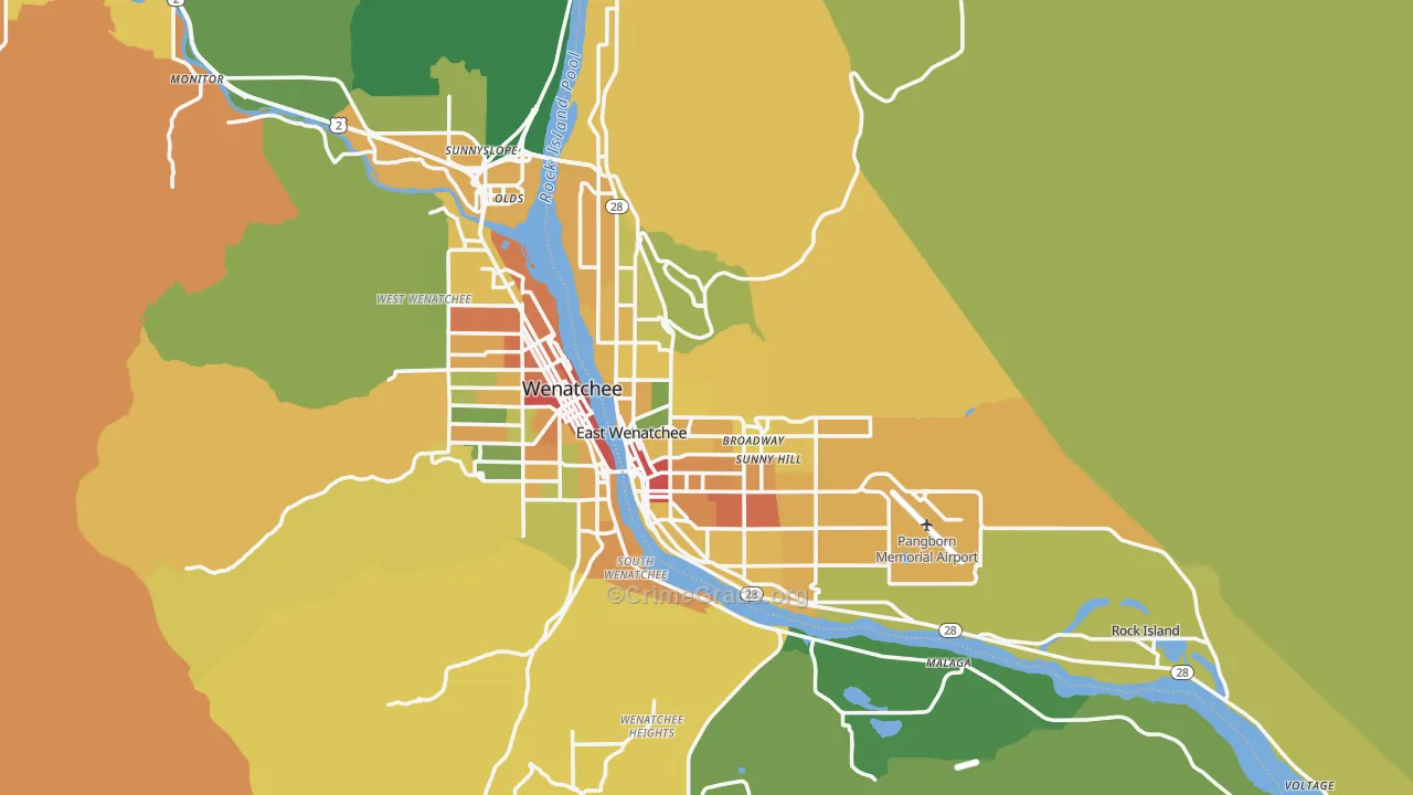 East Wenatchee, WA Map of Vandalism Rates