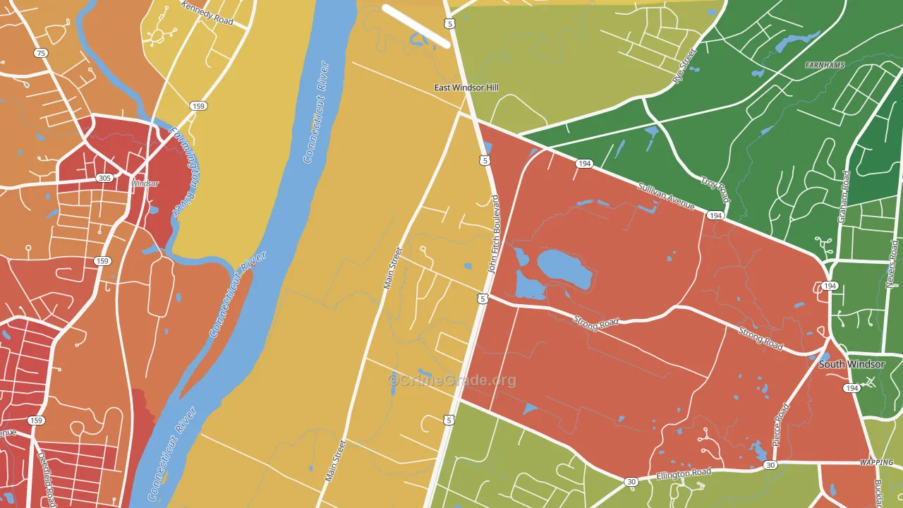 East Windsor Hill, CT Map of Vandalism Rates