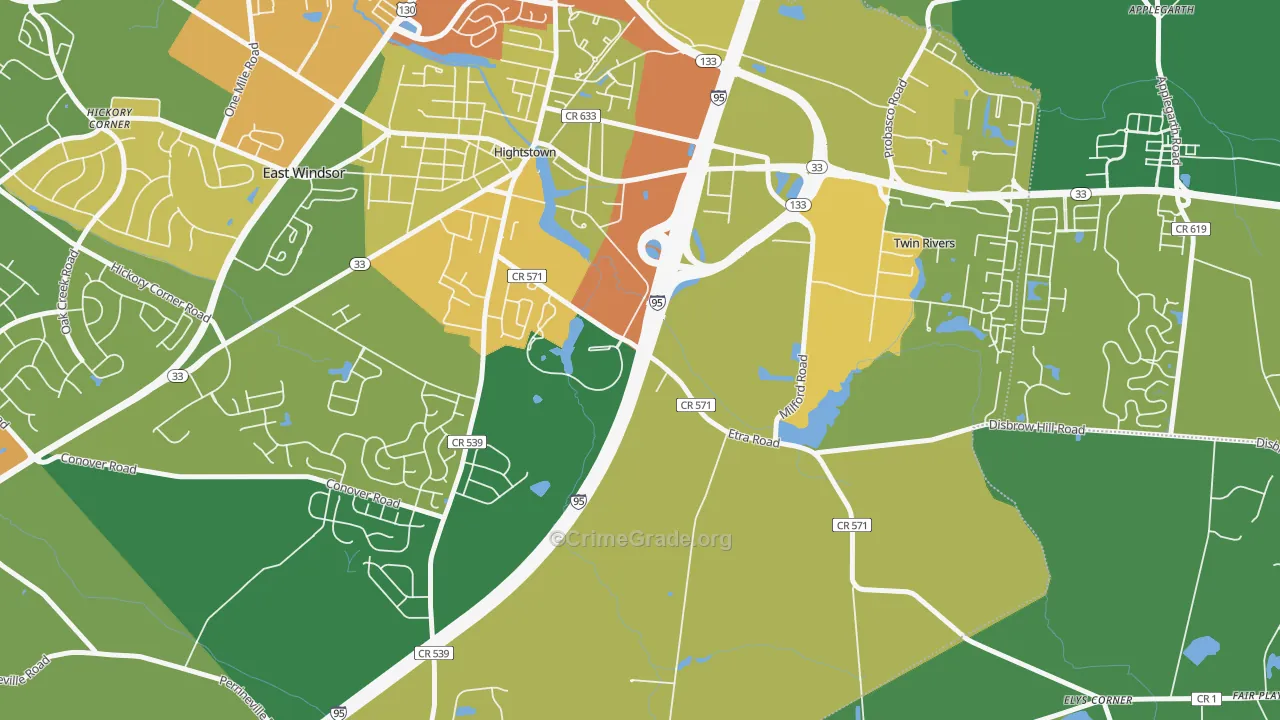 East Windsor, NJ Map of Vandalism Rates