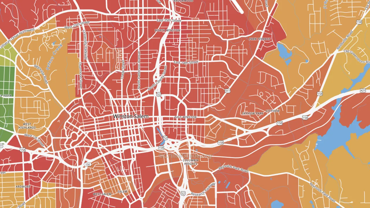 East Winston, Winston-Salem, NC Map of Vandalism Rates