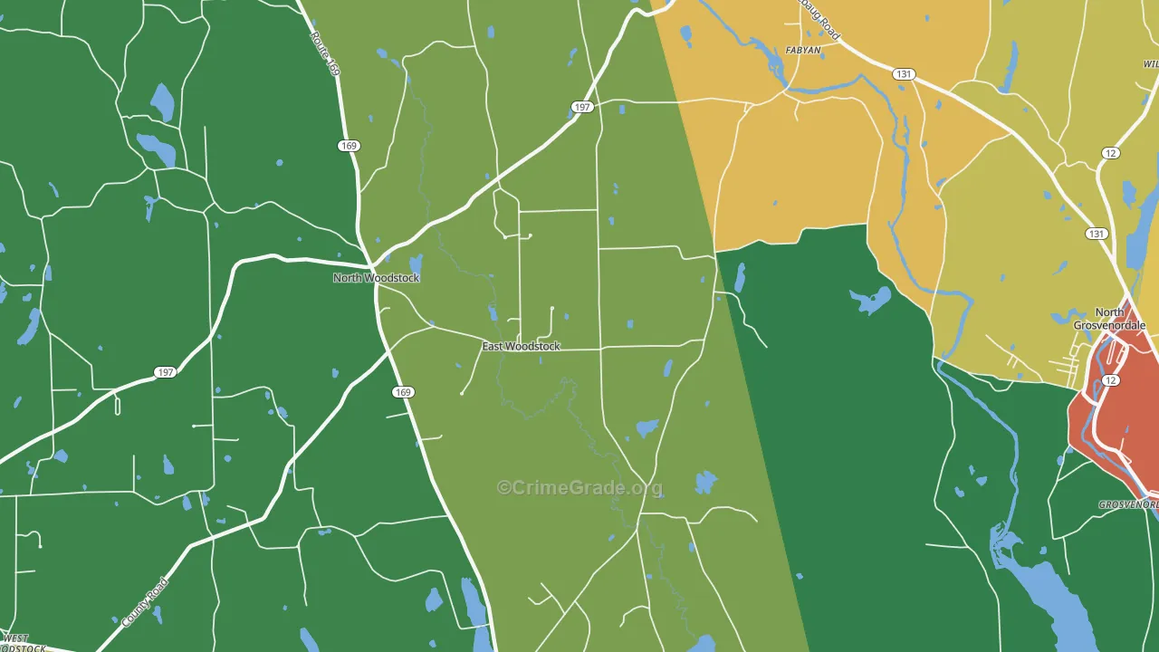 East Woodstock, CT Map of Vandalism Rates