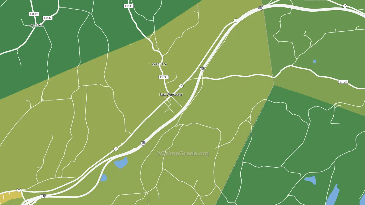 East Worcester, NY Map of Vandalism Rates