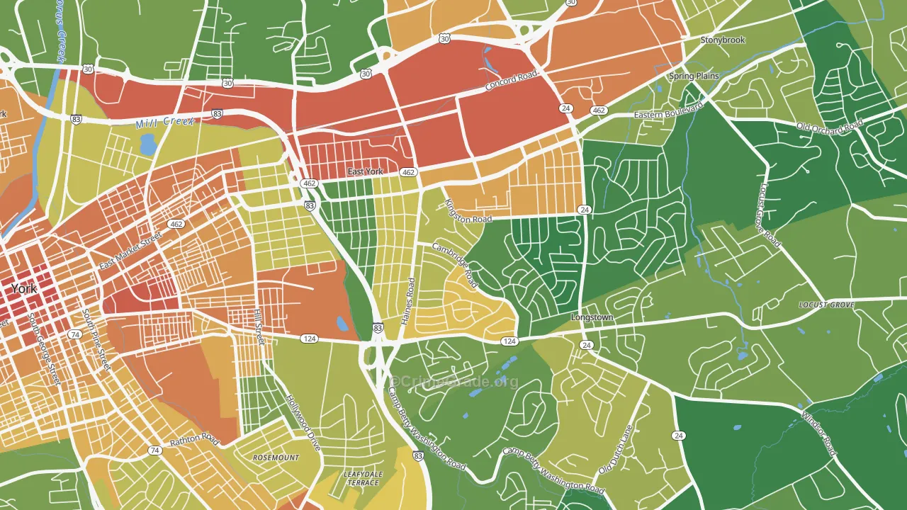East York, PA Map of Vandalism Rates