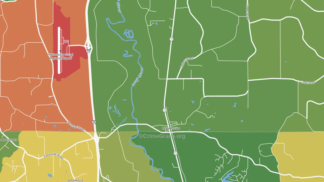 Eastabuchie, MS Map of Vandalism Rates