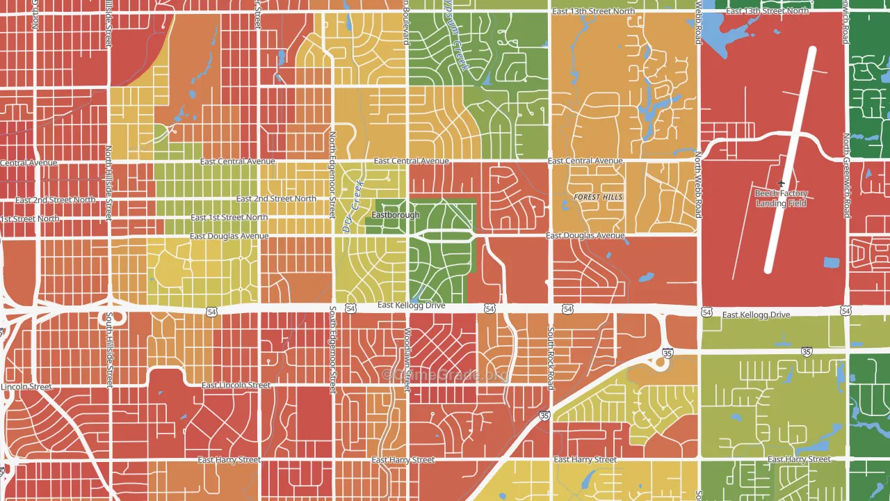 Eastborough, KS Map of Vandalism Rates