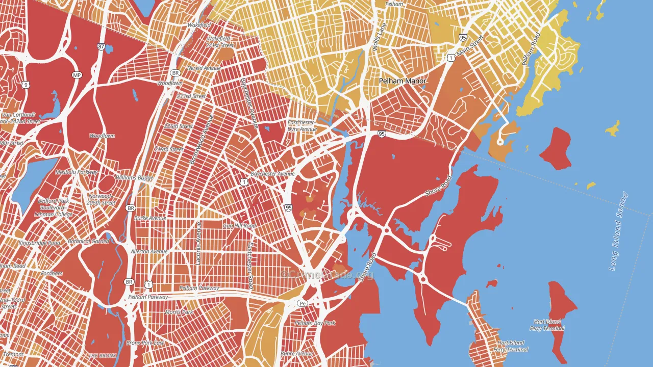 Eastchester, Bronx, NY Map of Vandalism Rates