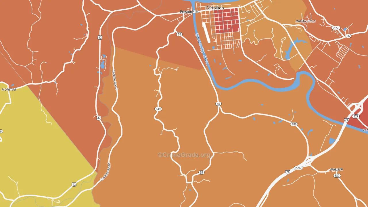 Easterday, KY Map of Vandalism Rates