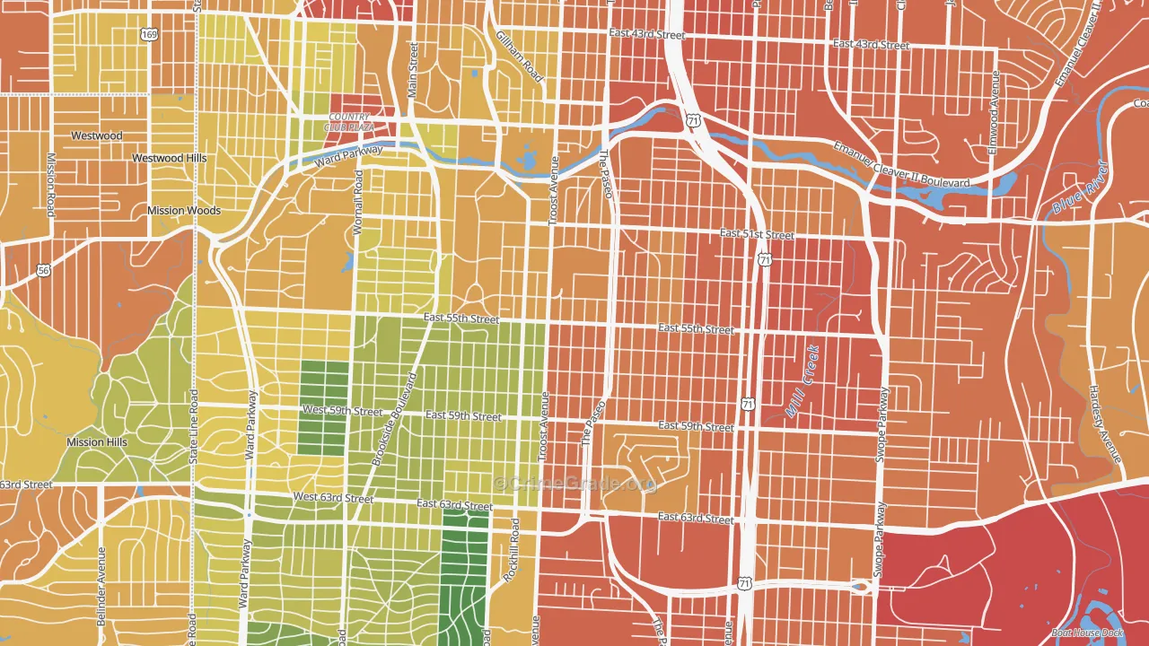 Eastern 49-63, Kansas City, MO Map of Vandalism Rates
