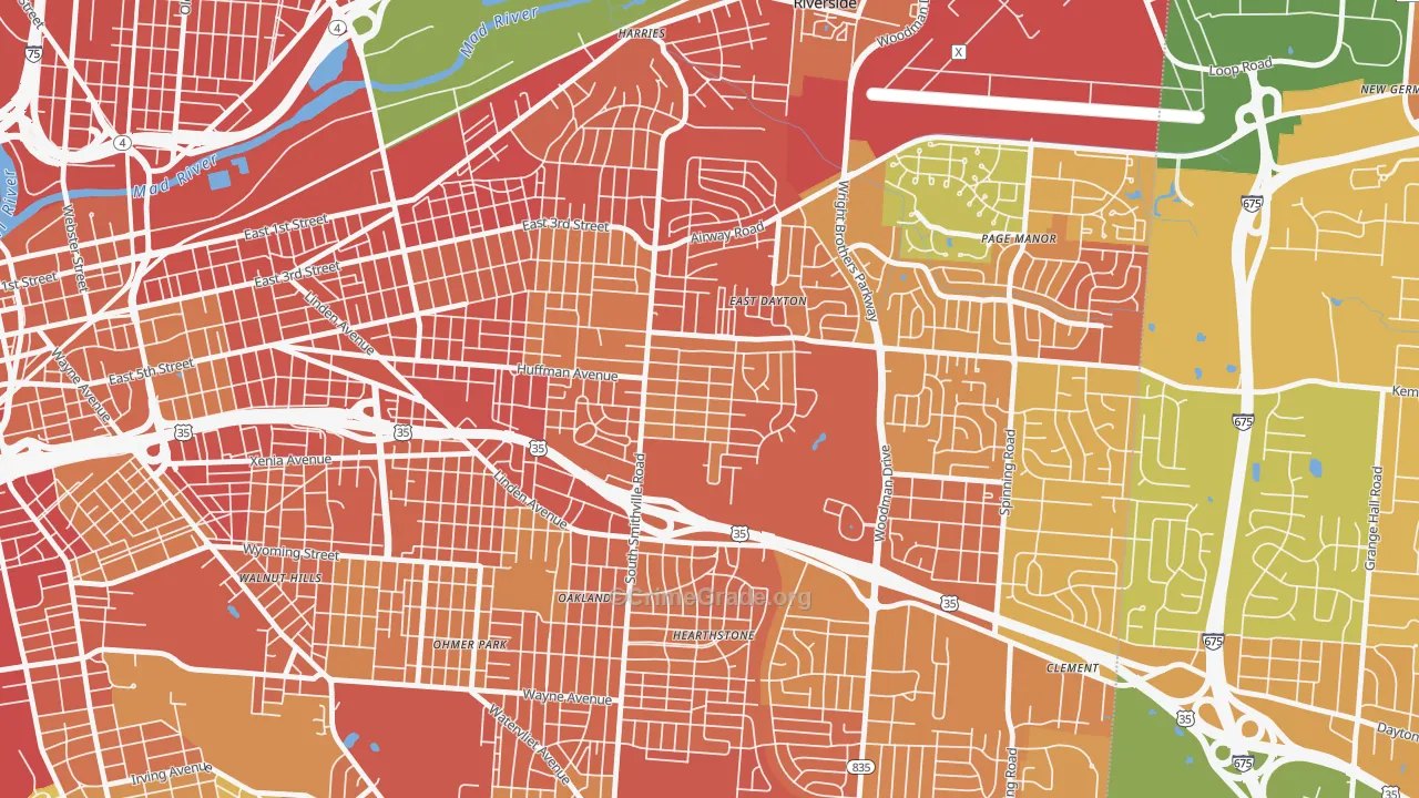 Eastern Hills, Dayton, OH Map of Vandalism Rates