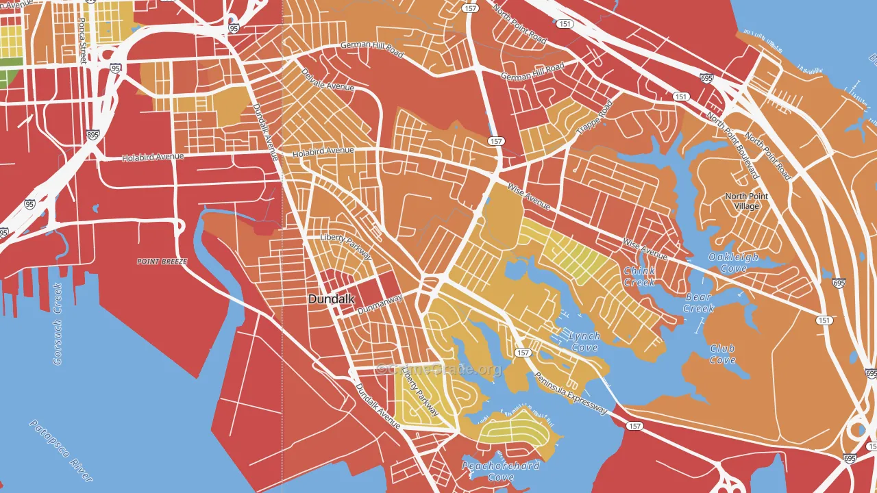 Eastfield, Dundalk, MD Map of Vandalism Rates
