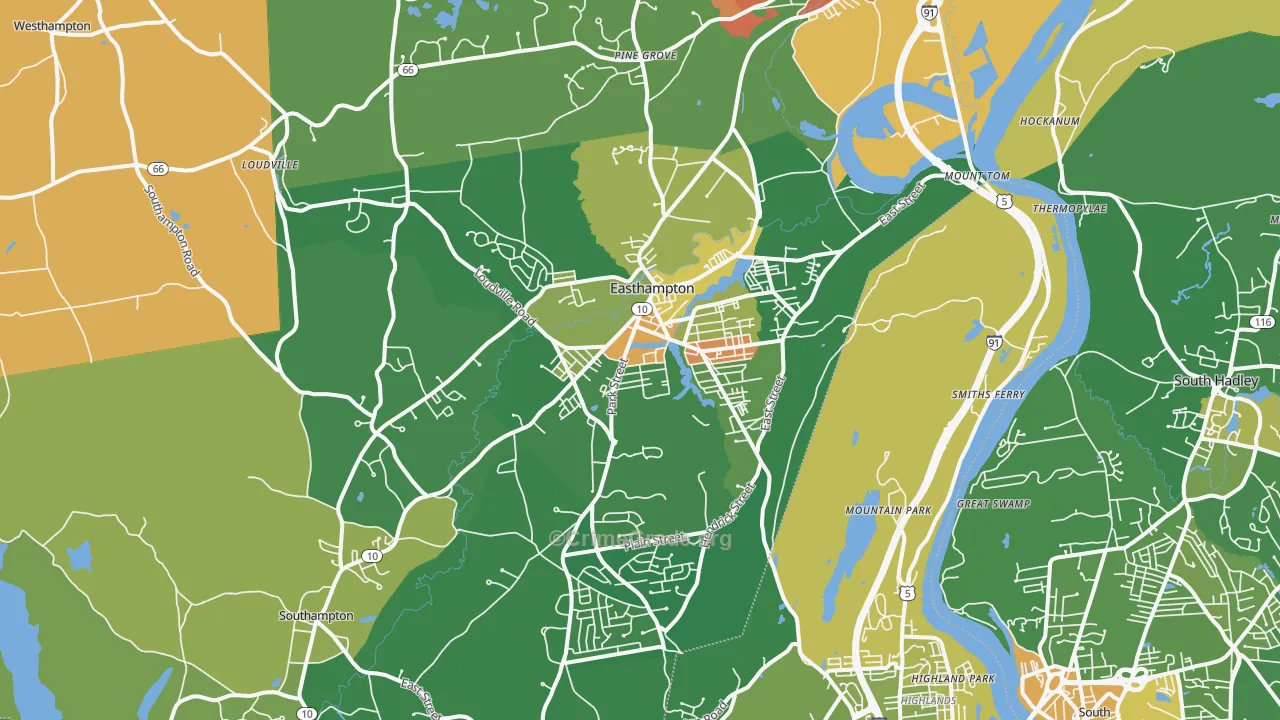 Easthampton, MA Map of Vandalism Rates