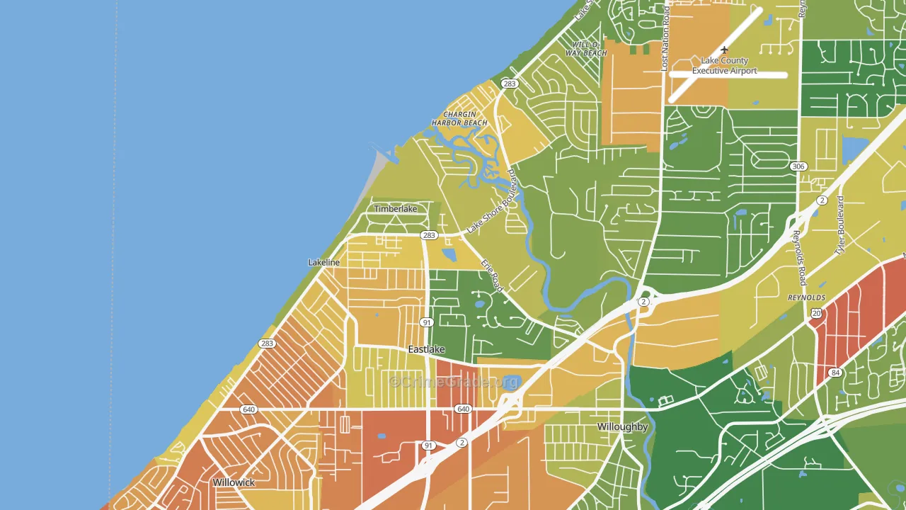 Eastlake, OH Map of Vandalism Rates