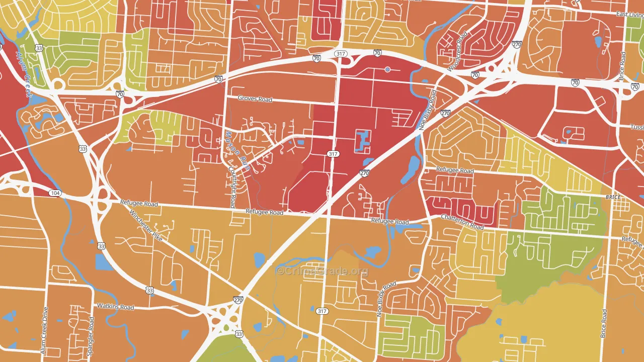 Eastland, Columbus, OH Map of Vandalism Rates