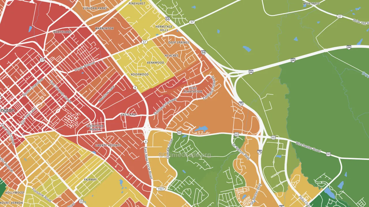 Eastland Park-Dixie Plantation, Lexington, KY Map of Vandalism Rates