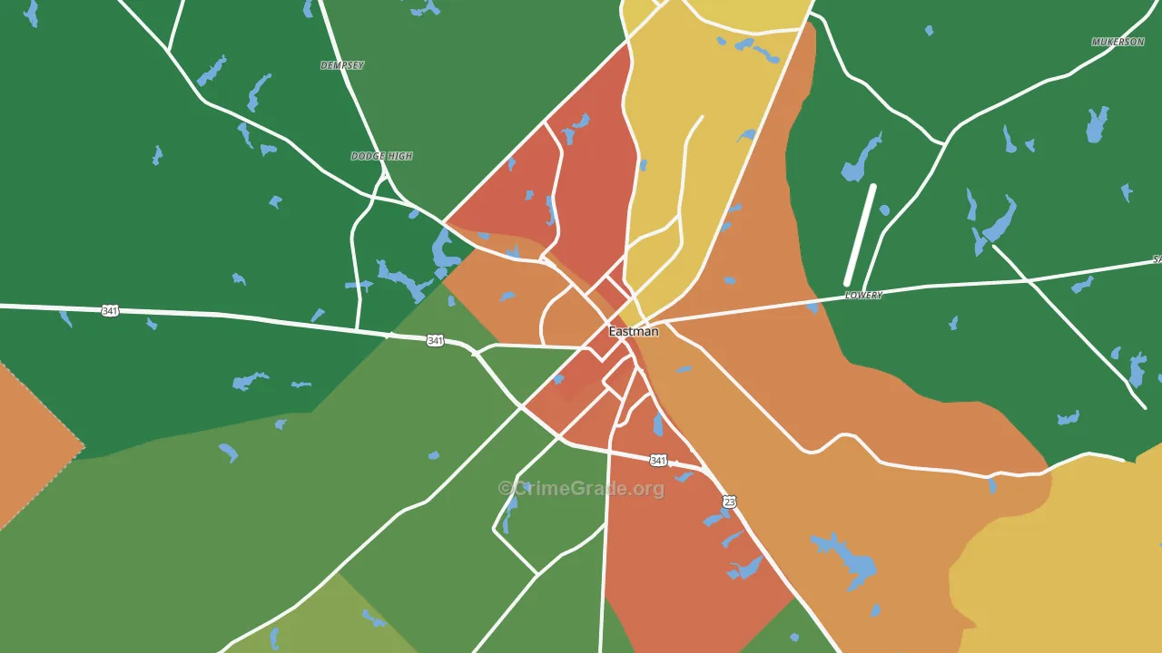 Eastman, GA Map of Vandalism Rates