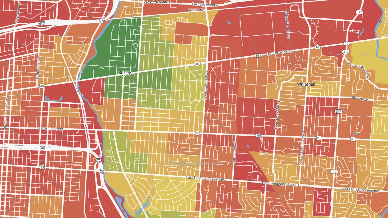 Eastmoor, Columbus, OH Map of Vandalism Rates