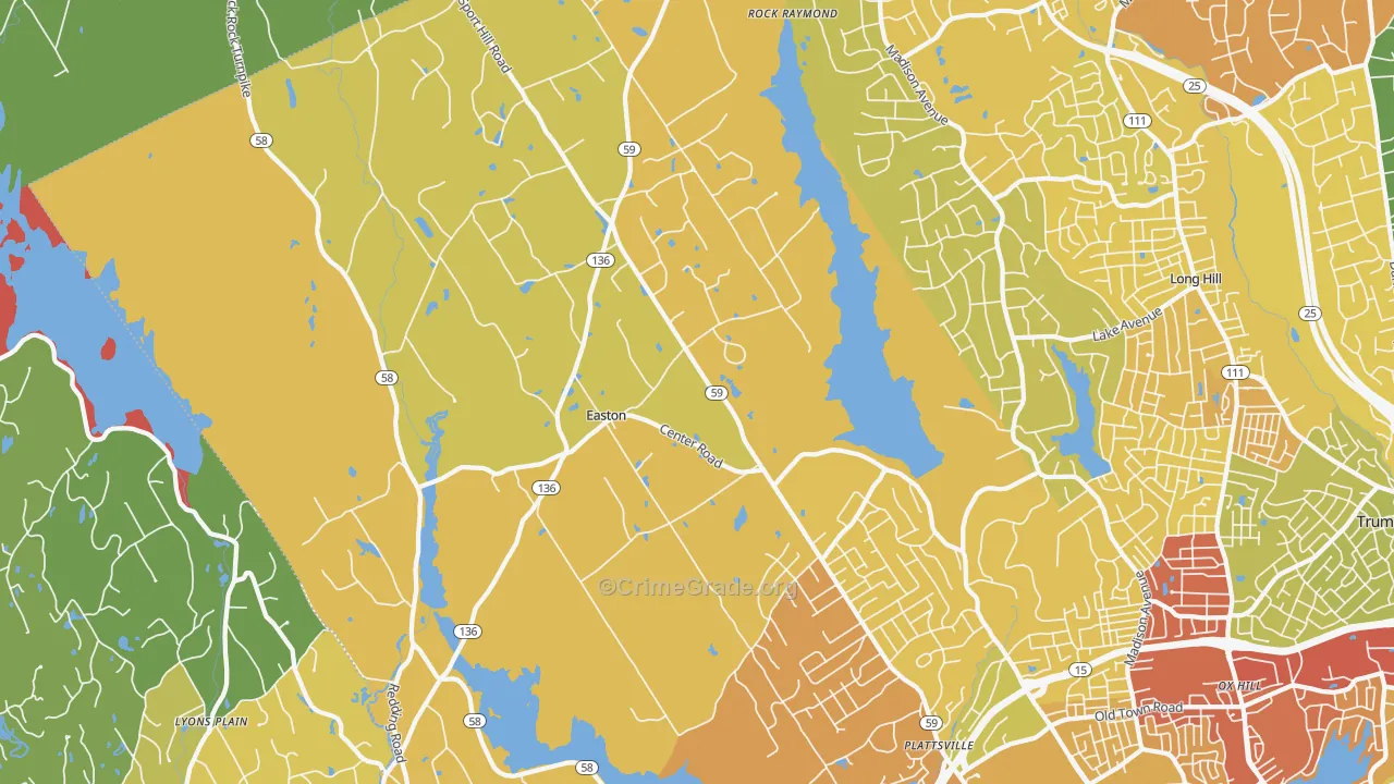 Easton, CT Map of Vandalism Rates