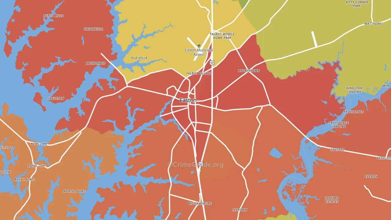 Easton, MD Map of Vandalism Rates