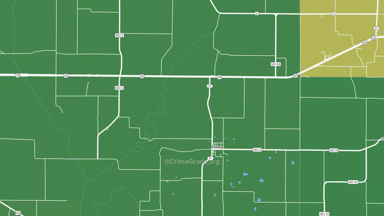 Easton, MO Map of Vandalism Rates