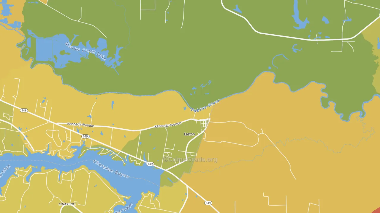 Easton, TX Map of Vandalism Rates