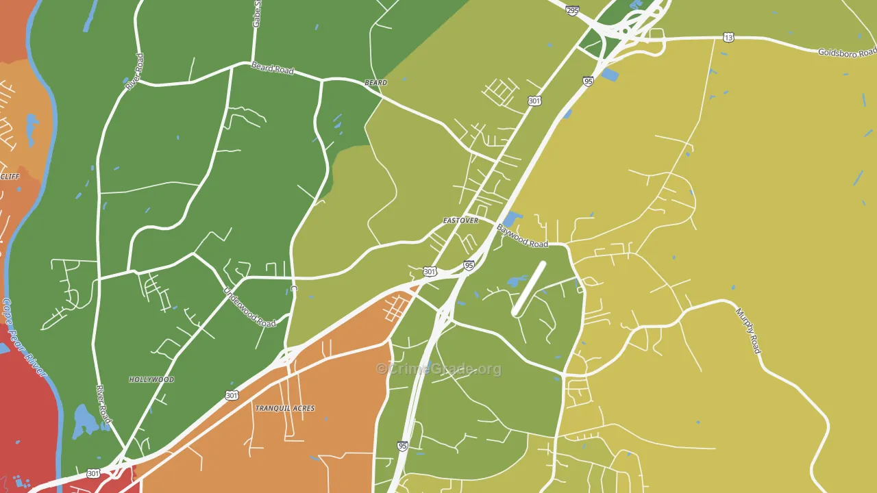 Eastover, NC Map of Vandalism Rates