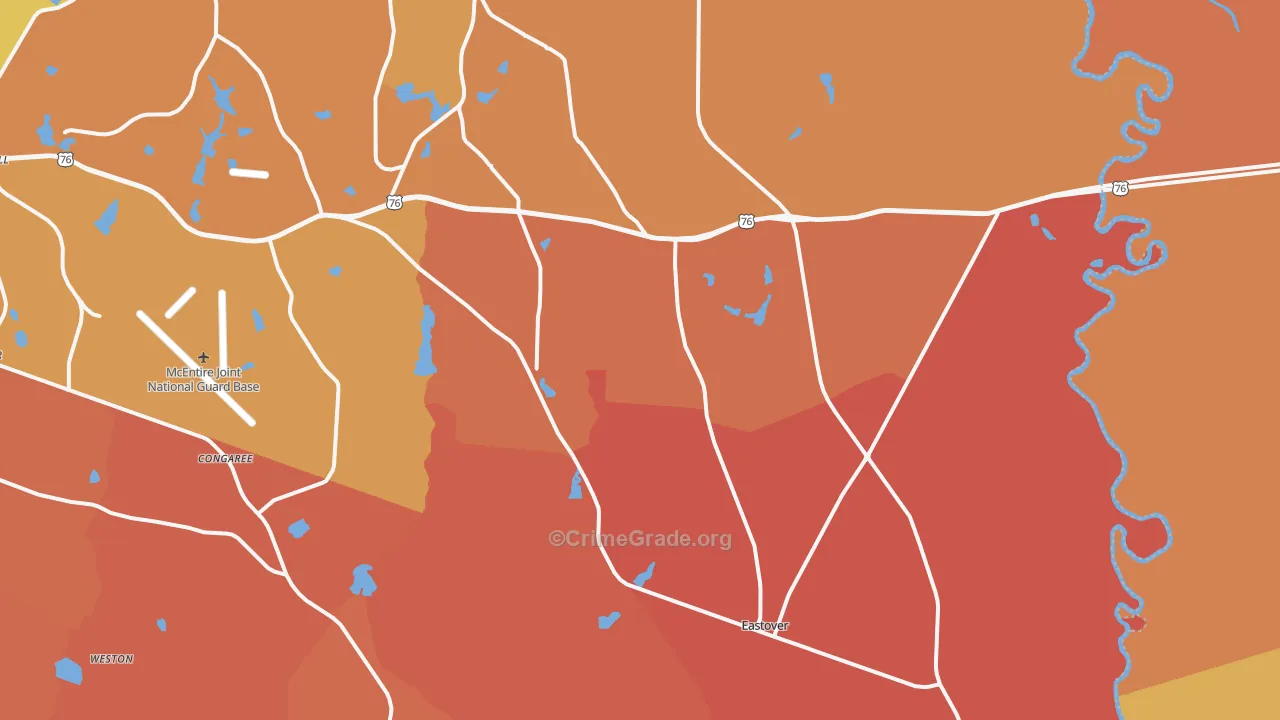 Eastover, SC Map of Vandalism Rates