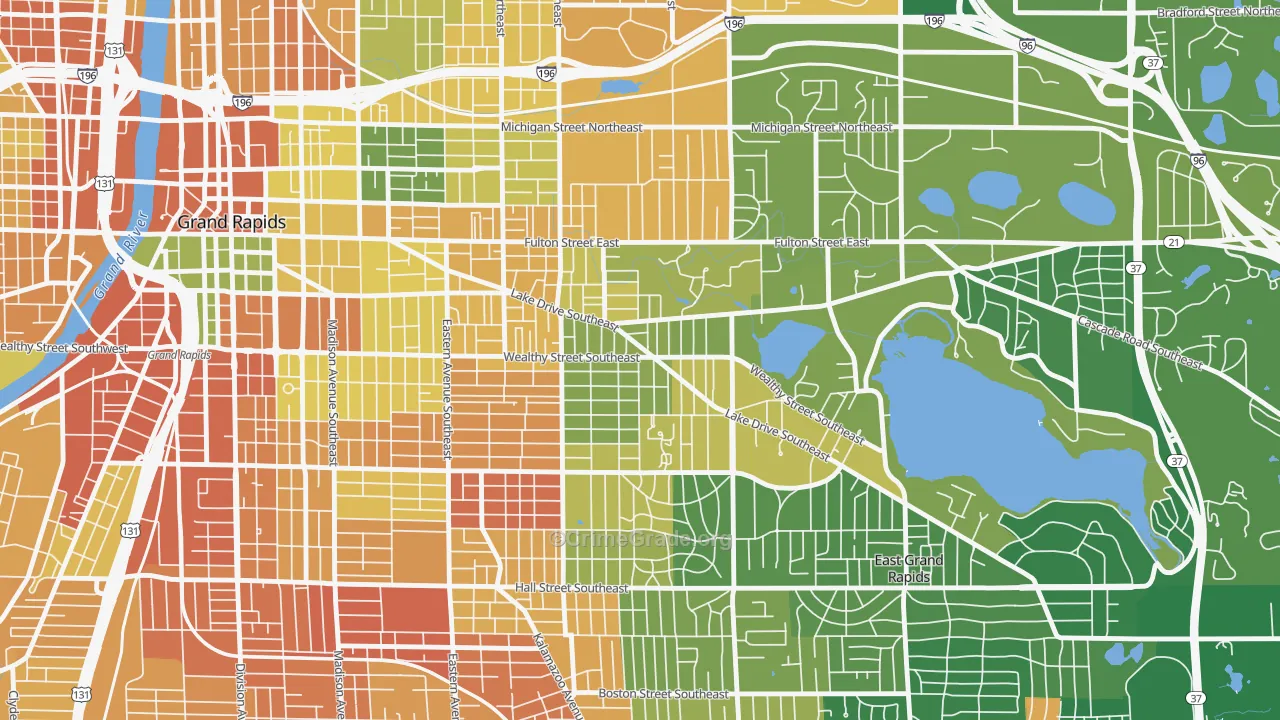 Eastown, Grand Rapids, MI Map of Vandalism Rates