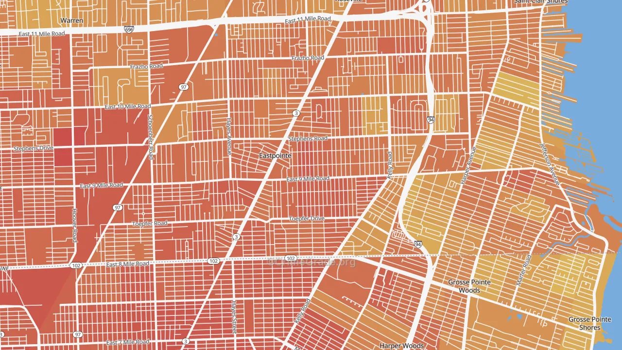 Eastpointe, MI Map of Vandalism Rates