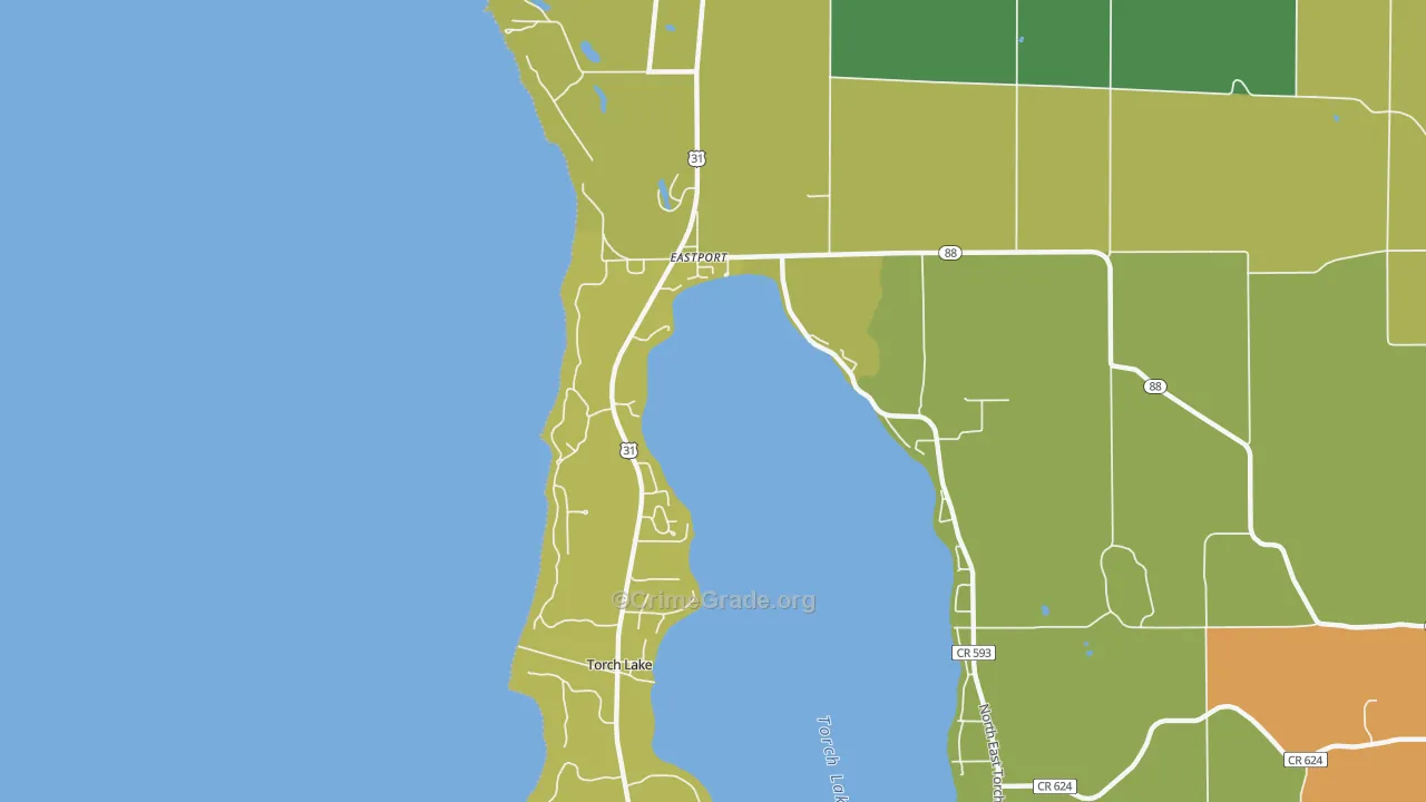 Eastport, MI Map of Vandalism Rates
