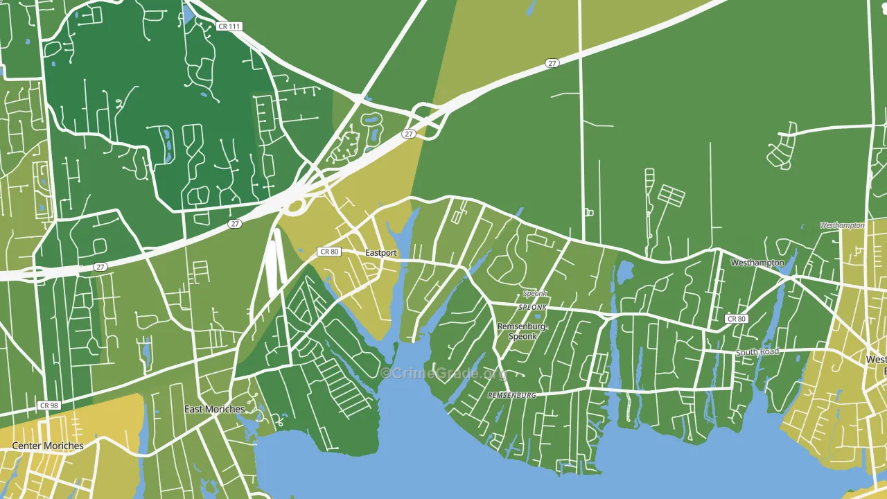 Eastport, NY Map of Vandalism Rates