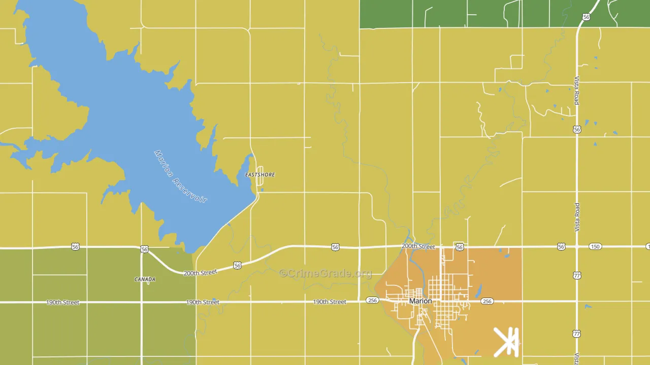 Eastshore, KS Map of Vandalism Rates