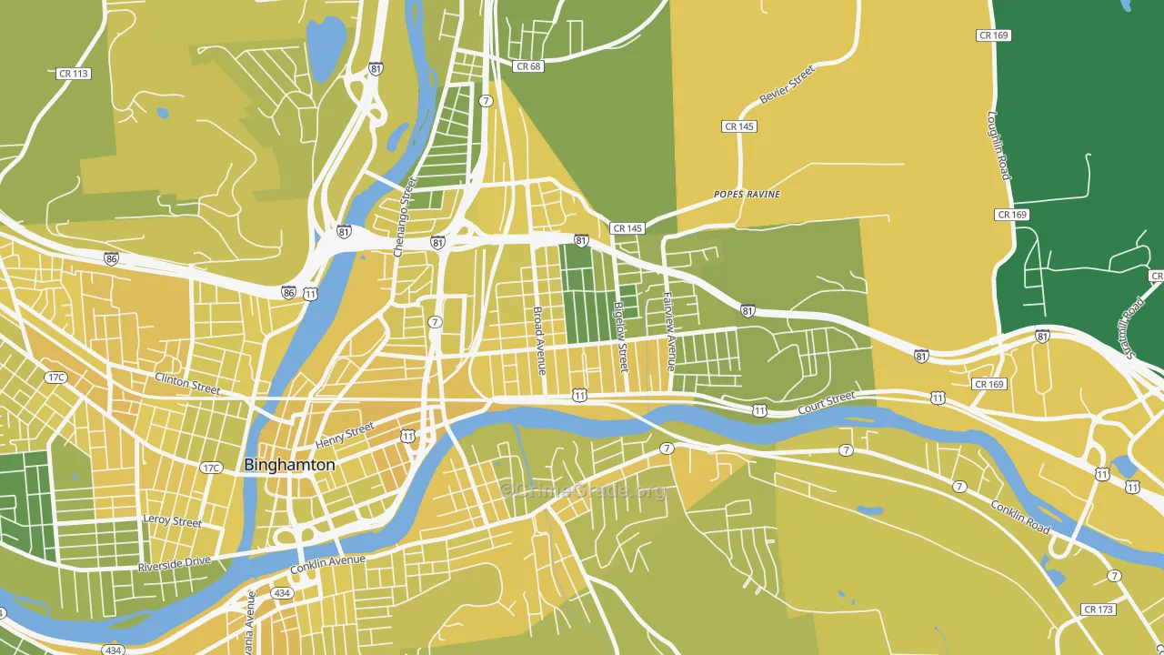 Eastside, Binghamton, NY Map of Vandalism Rates