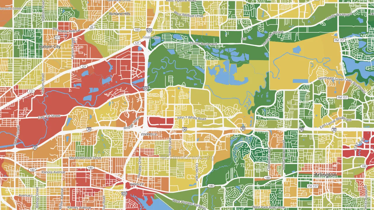 Eastside, Fort Worth, TX Map of Vandalism Rates