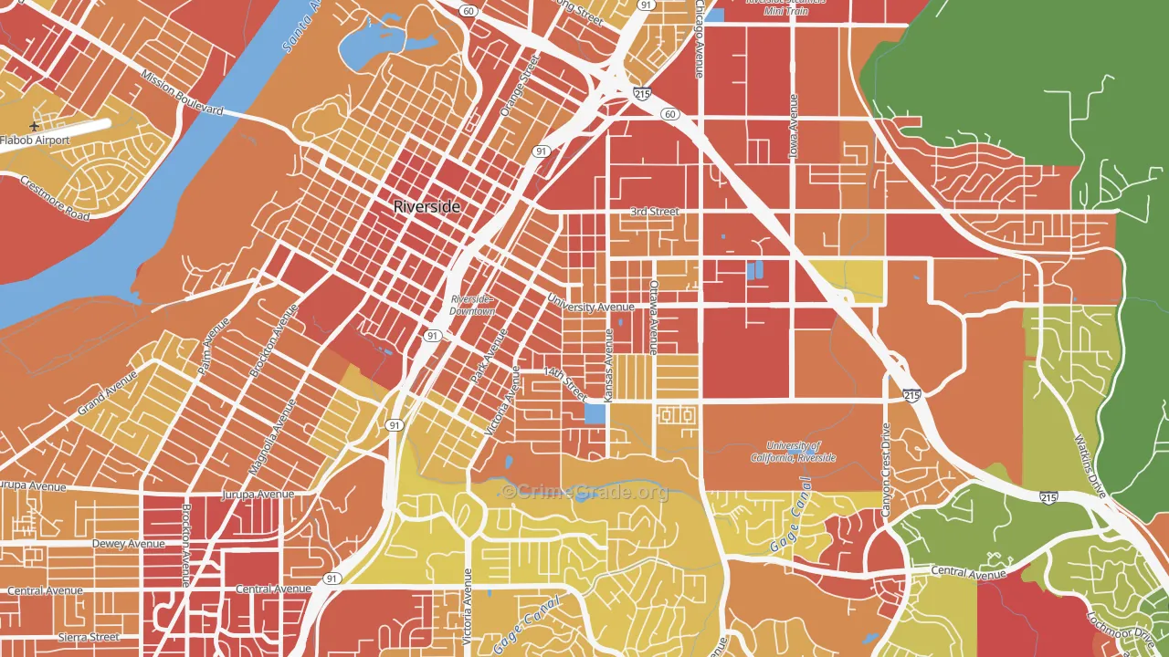 Eastside, Riverside, CA Map of Vandalism Rates