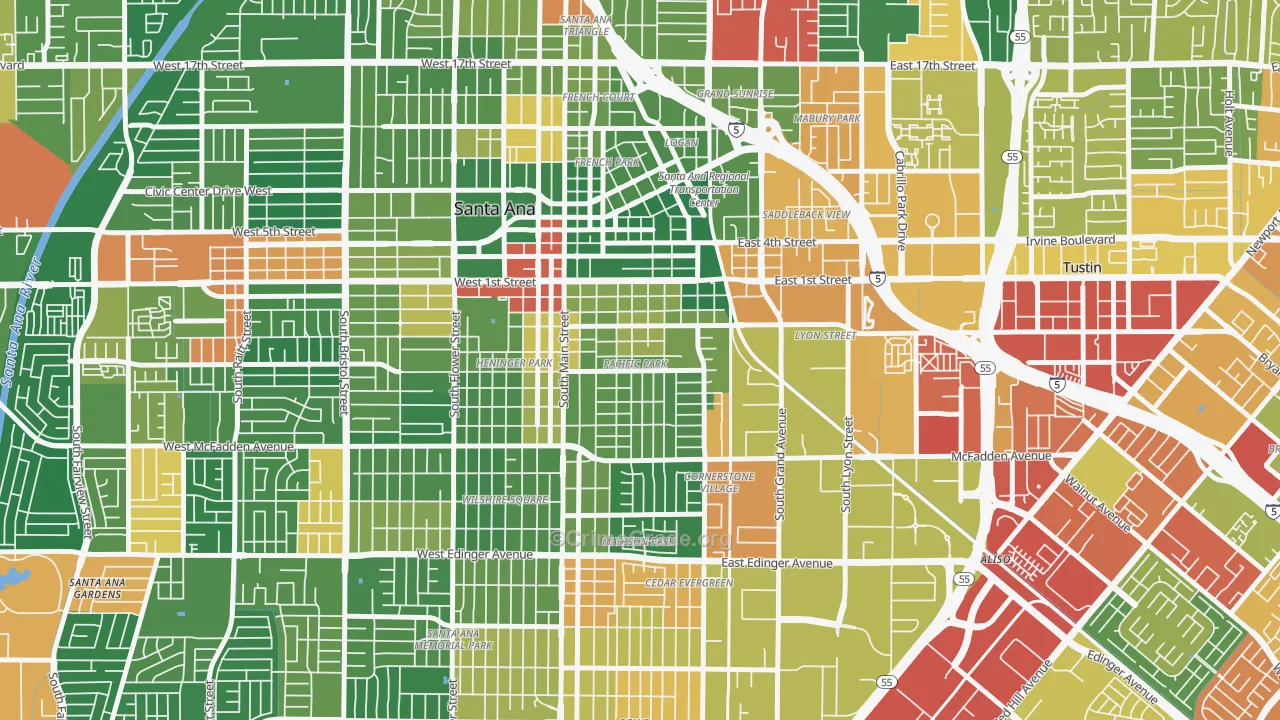 Eastside Santa Ana, Santa Ana, CA Map of Vandalism Rates