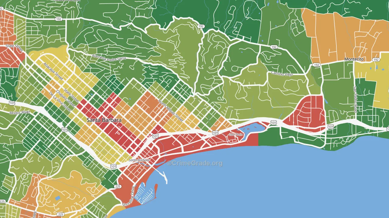 Eastside Santa Barbara, Santa Barbara, CA Map of Vandalism Rates
