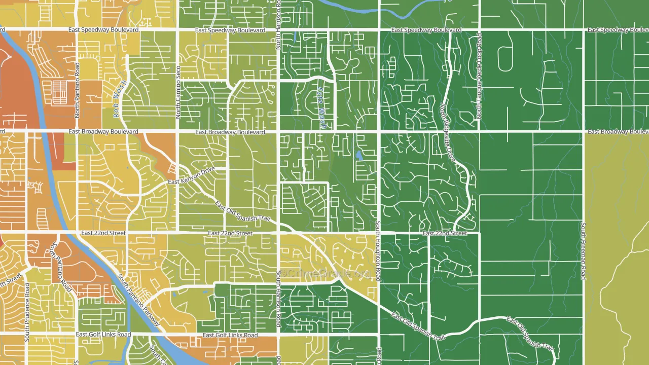Eastside, Tucson, AZ Map of Vandalism Rates