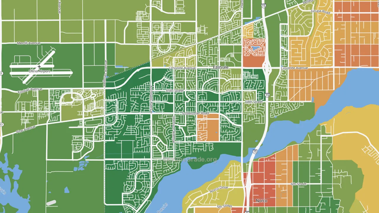 Eastvale, CA Map of Vandalism Rates