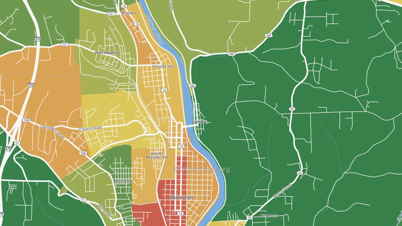 Eastvale, PA Map of Vandalism Rates