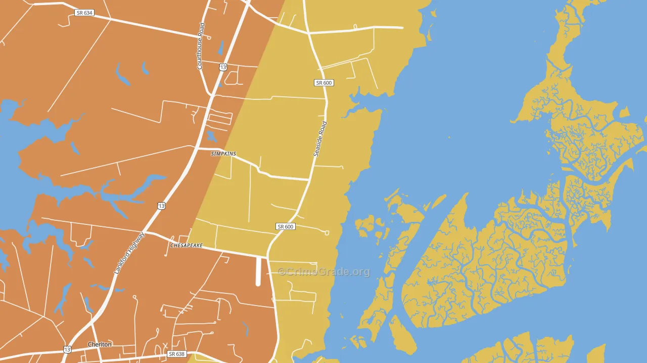 Eastville Station, VA Map of Vandalism Rates