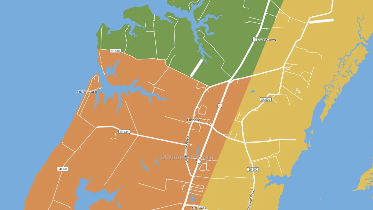 Eastville, VA Map of Vandalism Rates