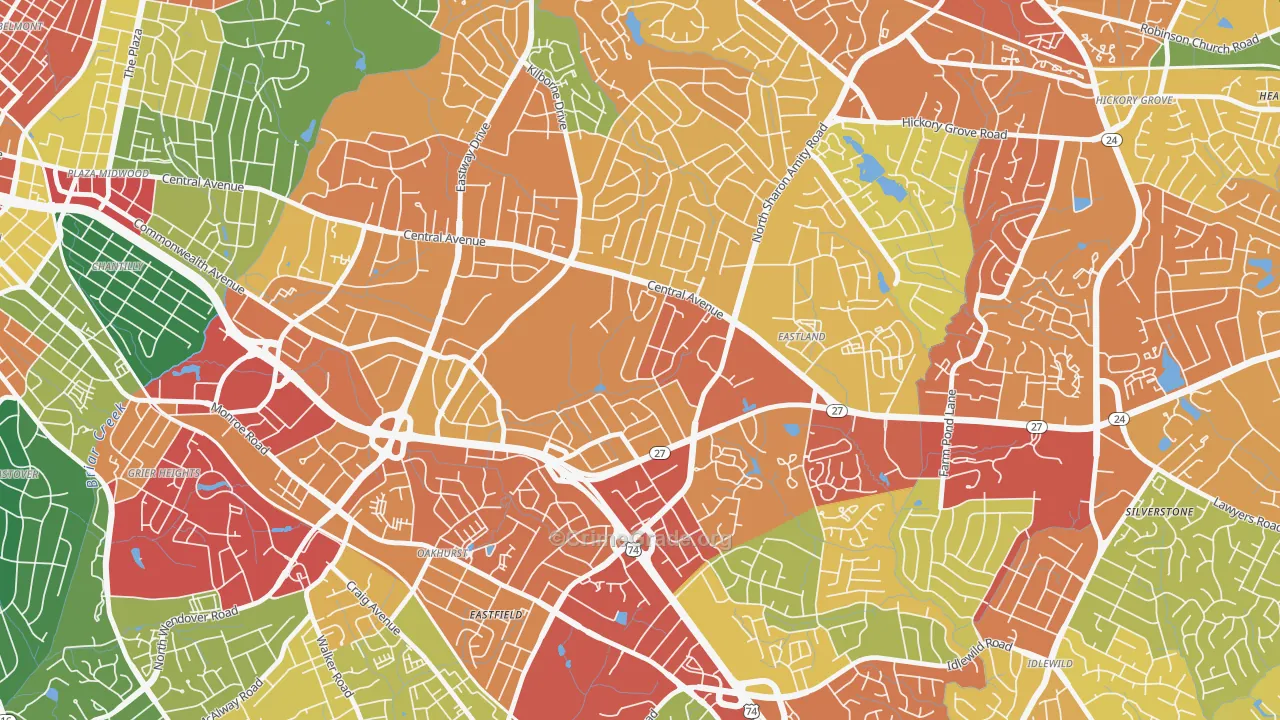 Eastway-Sheffield Park, Charlotte, NC Map of Vandalism Rates