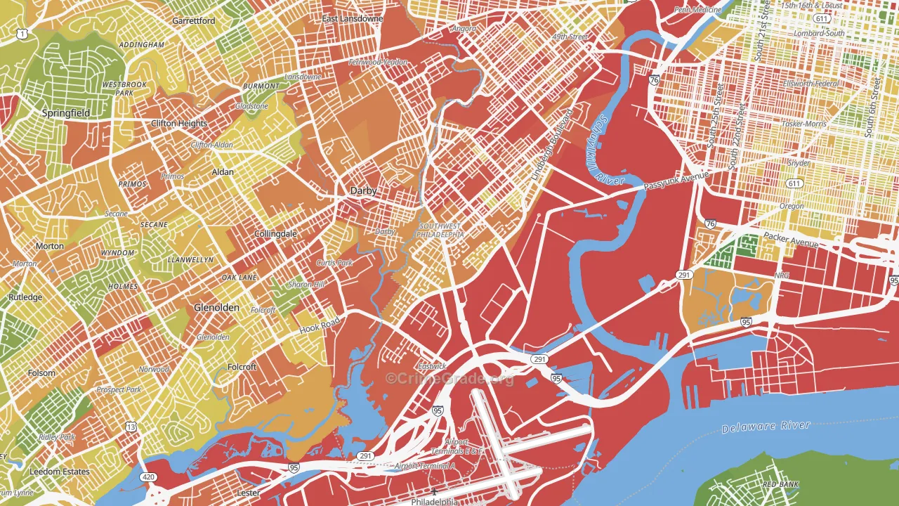 Eastwick, Philadelphia, PA Map of Vandalism Rates