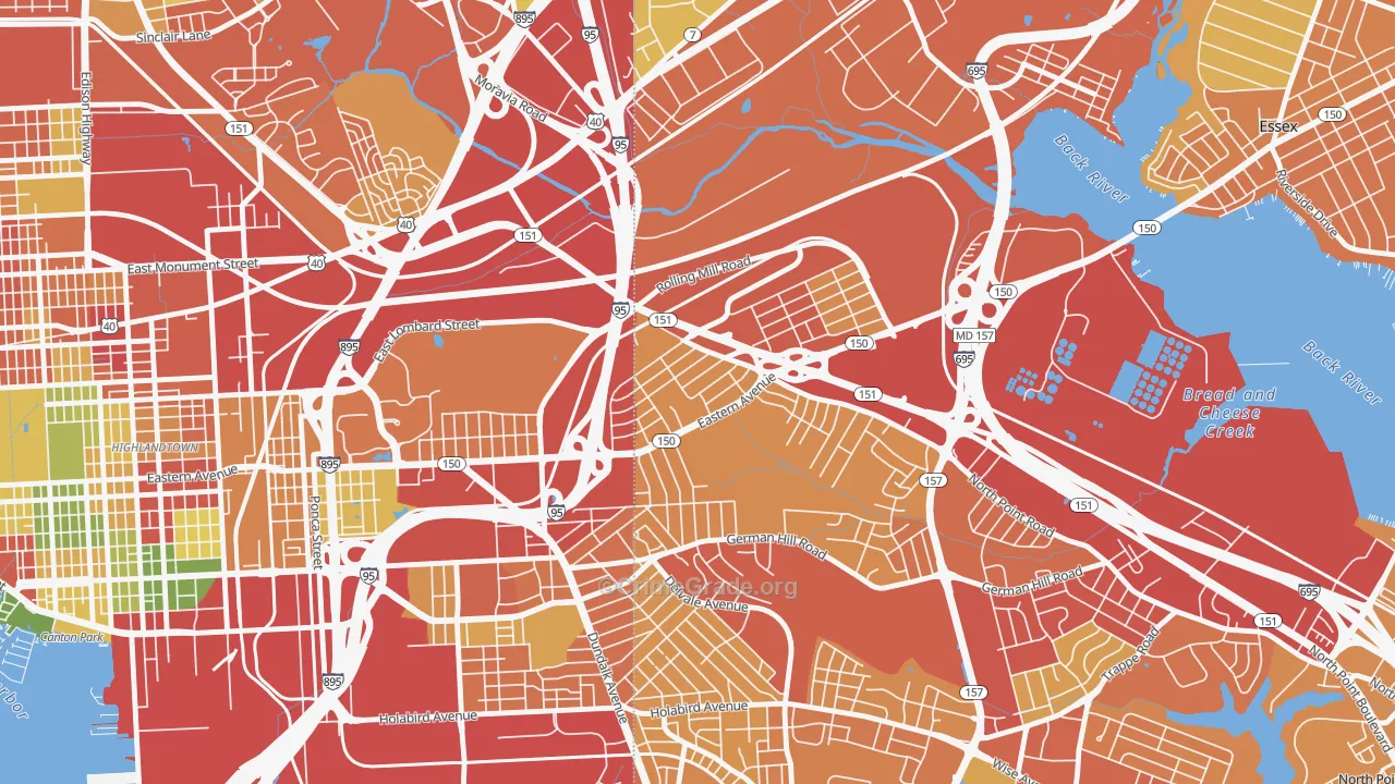 Eastwood, Dundalk, MD Map of Vandalism Rates