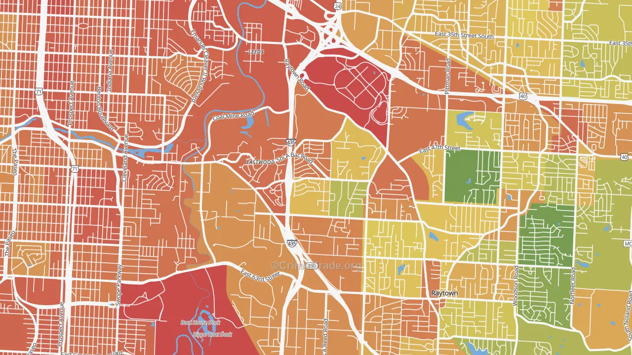 Eastwood Hills, Kansas City, MO Map of Vandalism Rates